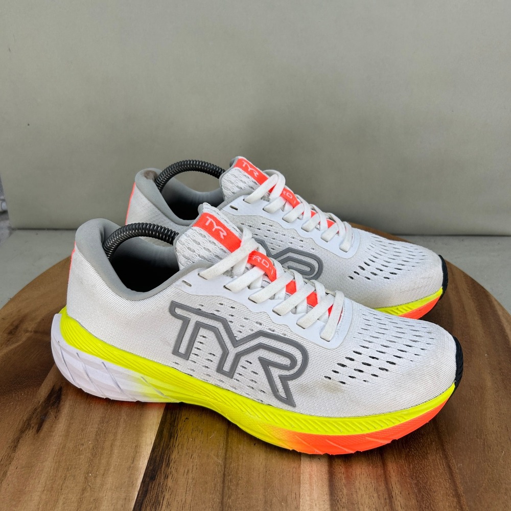 TYR RD-1 Runner White Neon Yellow Orange Mens 8 Womens 9.5 Running Shoes